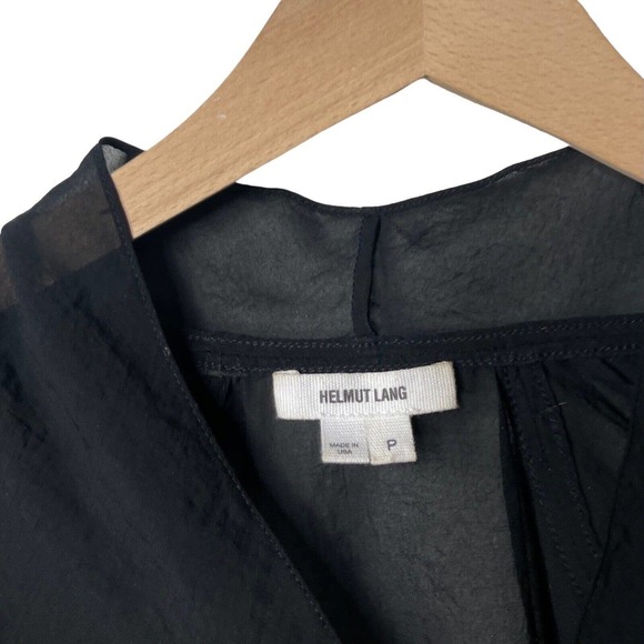 Helmut Lang Lyra Front Twist Black Chiffon Blouse, Petite - Picture 5 of 9